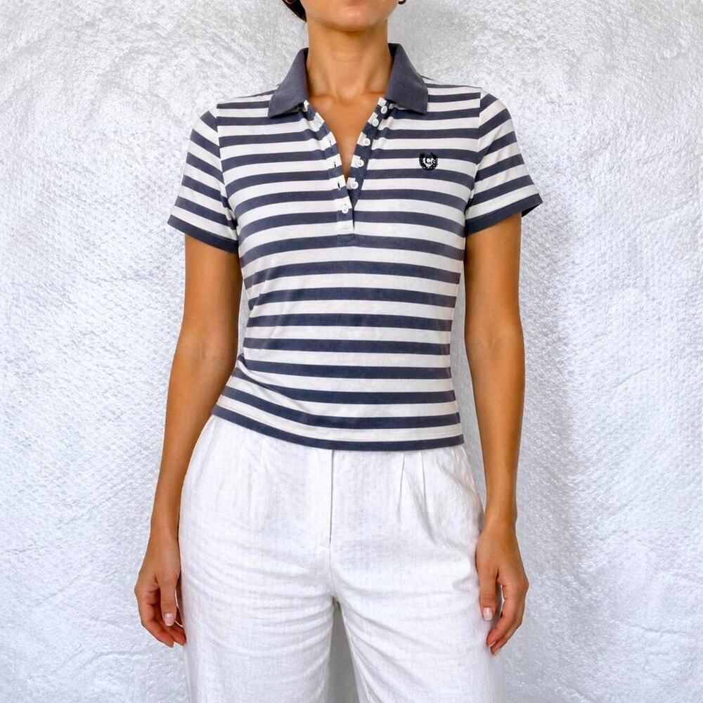 Vintage Preppy Chaps Ralph Lauren Lavender & White Striped Polo Size L